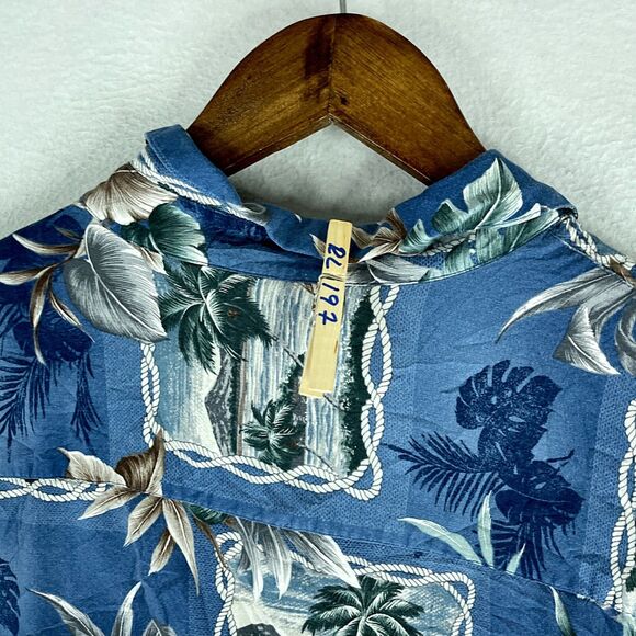 Windham Pointe Mens Hawaiian Shirt Floral Size XL Short Sleeve Collared Rayon - Picture 12 of 12